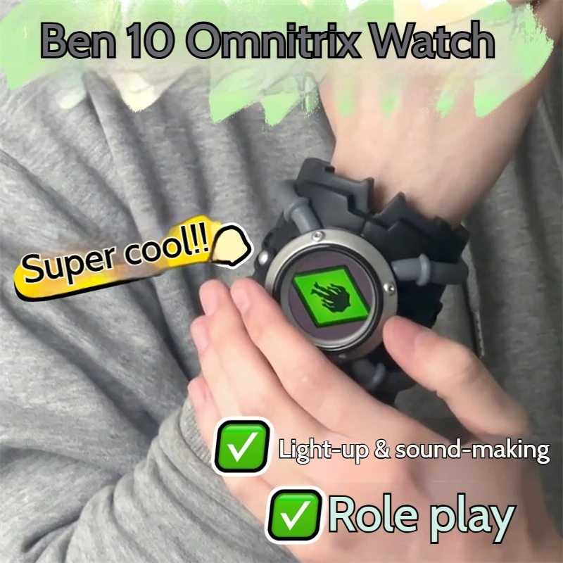 متوفر في المخزون Omnitrix Watch Ben10 ألعاب شعبية للأطفال ساعة متوهجة صوت الإسقاط ساعات لعب للرجال رائجة البيع