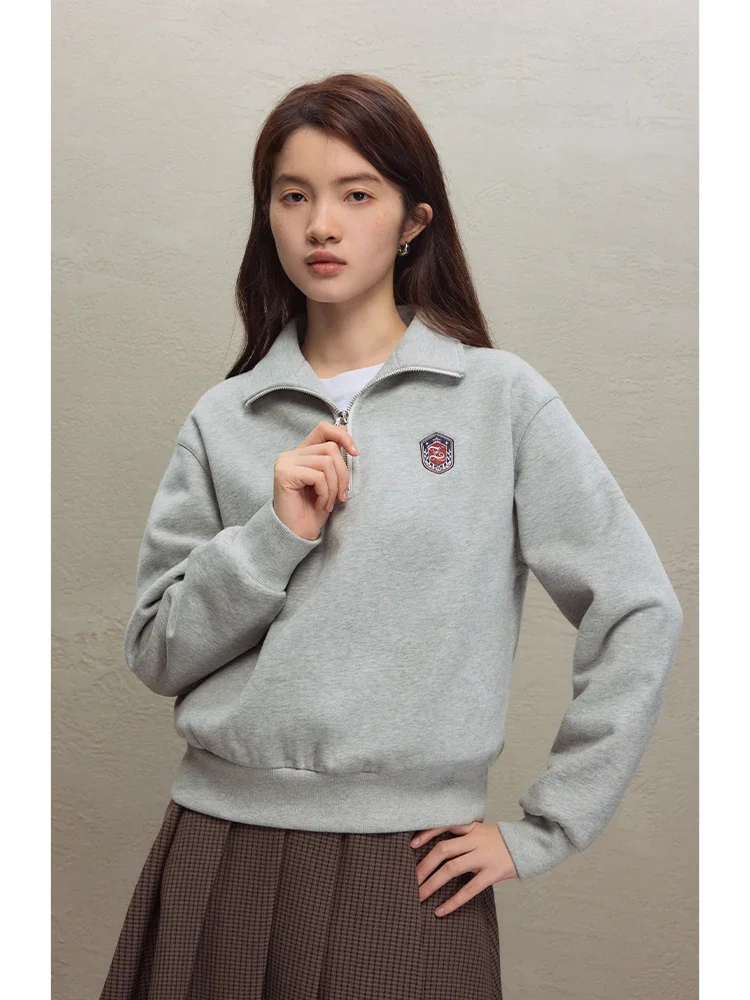 ZIQIAO Retro American Academy Style Maglione delle Donne 2023 Autunno Inverno Nuovo Mezza Pull Catena Polo Collo Magliette e camicette Per Le Donne