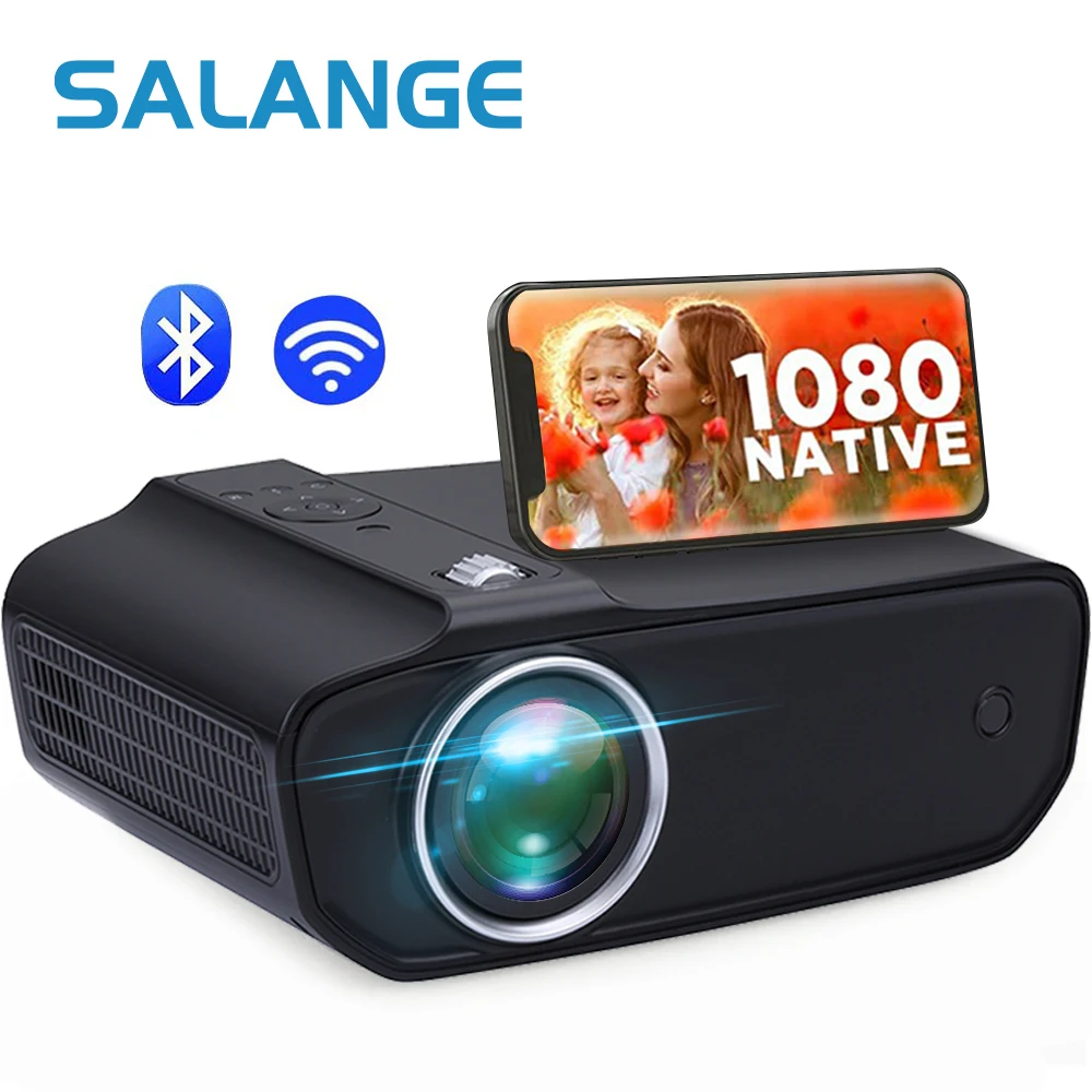 

Портативный домашний проектор Salange P69, Full HD 1080P, видео Miracast, видео, домашний кинотеатр для телефона, совместимый с Wi-Fi, Bluetooth 5,1