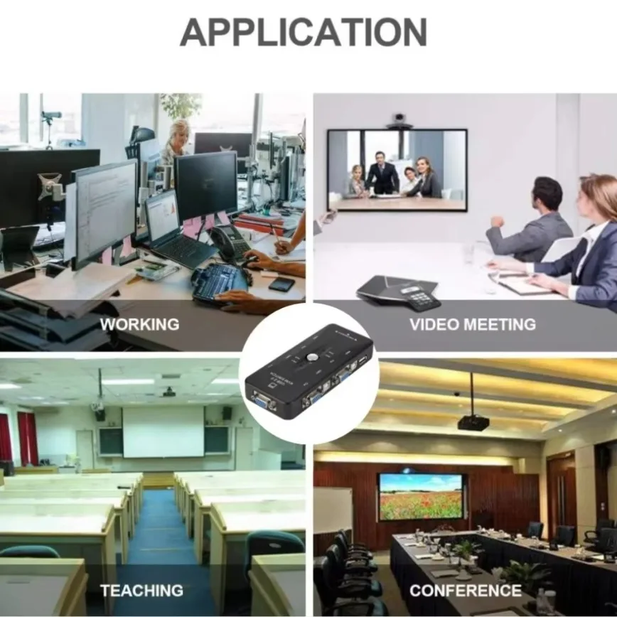 Conmutador VGA 1080P USB 2,0 KVM con Cable KVM interruptor KVM de 4 puertos ratón teclado impresora Pendrive Share Switcher adaptador