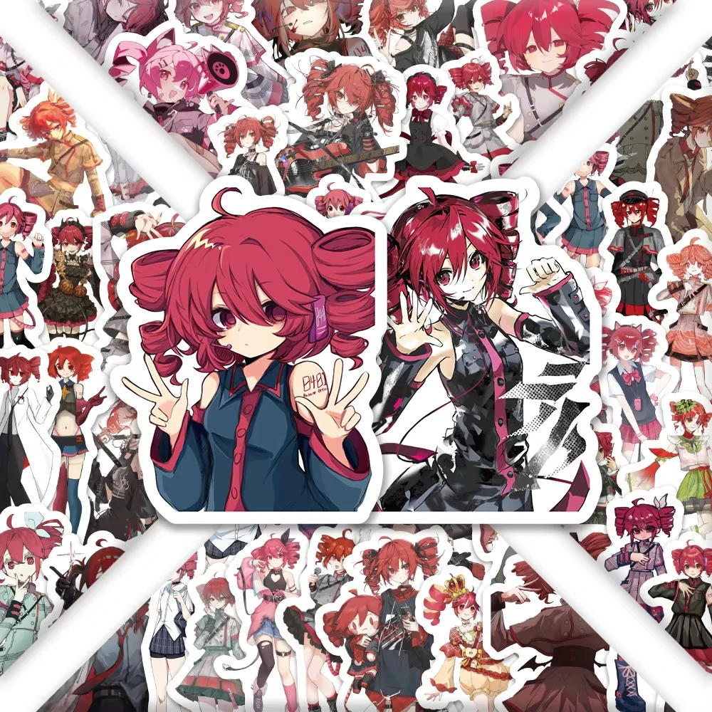 60 Stück Kasane Teto Aufkleber Virtuelle Sängerin Anime-Sticker Wasserfeste Vinyl-Aufkleber für Laptop Wasserflasche Skateboard