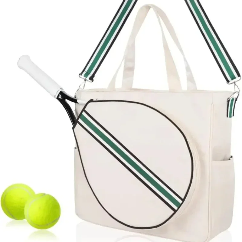 

Unisex Striped Tennis Sports Bag with Shoulder Strap Racket Handbag Portable Polyester Badminton Squash Storage Box Kimchi