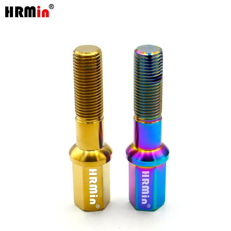 

HRMin Gr5 titanium wheel bolt screw M14x1.5x28-45mmBall seat Long head For Benz Porsche VW AUDI Factory Car Modification wheel