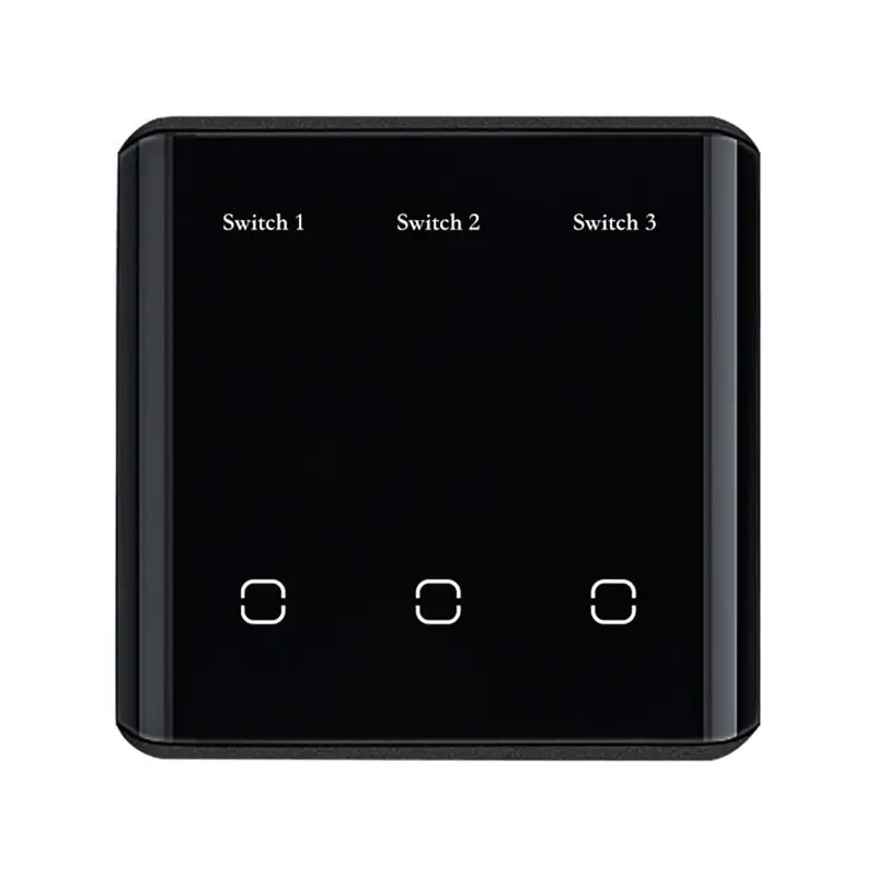 T23C 3 Gang Smart Touch Switch Zigbee 3.0 Remote Control LED Display For Home Black EU Plug