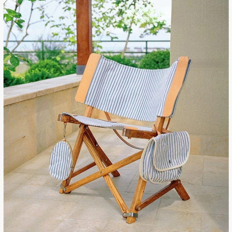 Solid wood folding  fishing  backpack chair pocket storage chair portable