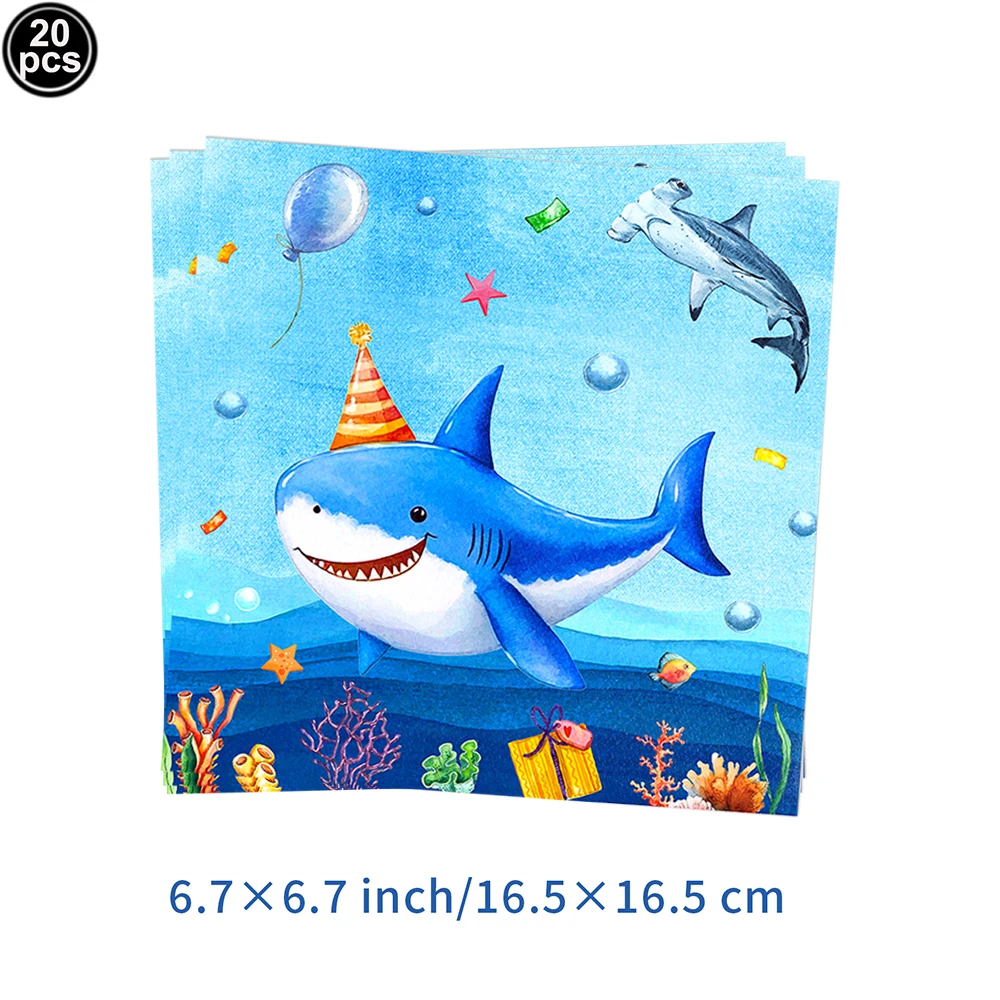 Ocean Birthday Disposable Tableware Under the Sea Party Supplies Plates Cups Napkins Shark Ocean Themed Birthday Party Decoratio