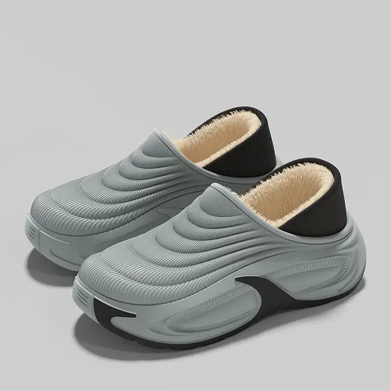 Herren Winter 2026 Warme Plüsch-EVA-Hausschuhe Wasserdichte Weichsohlen-Plateauschuhe Rutschfeste Baumwollschuhe für Zuhause und Outdoor – Detail 12
