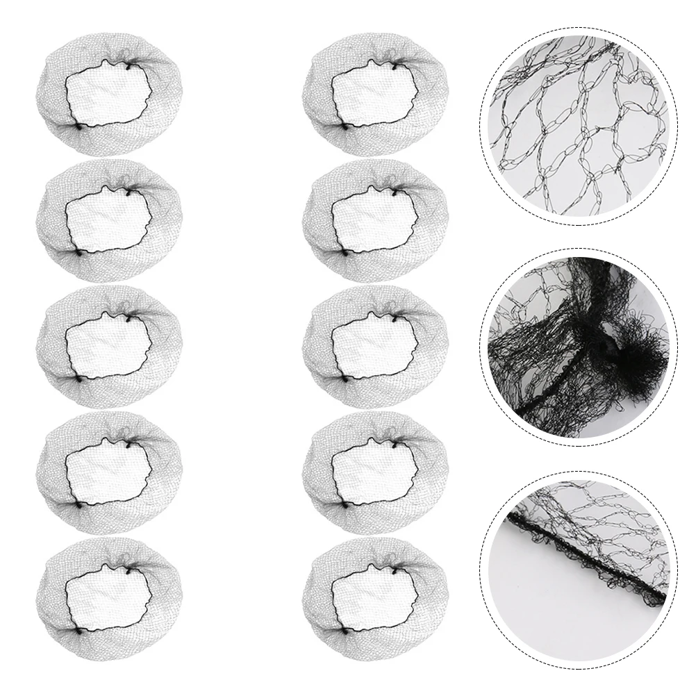 

100 Pcs Black 10 Inch Hair Nets Invisible Elastic Mesh Lightweight Breathable Cap Bun Cover Styling Tools Salon Accessories
