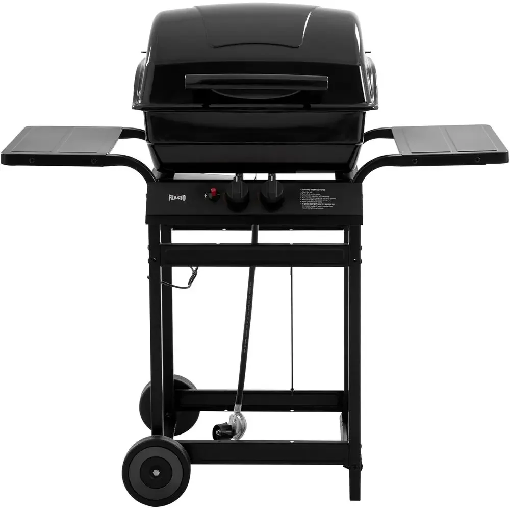 Dual Burner Propane Grill with 26,500 BTU Output, Porcelain-Enameled Body and Lid, Ideal for Outdoor Patio and Poolside BBQs