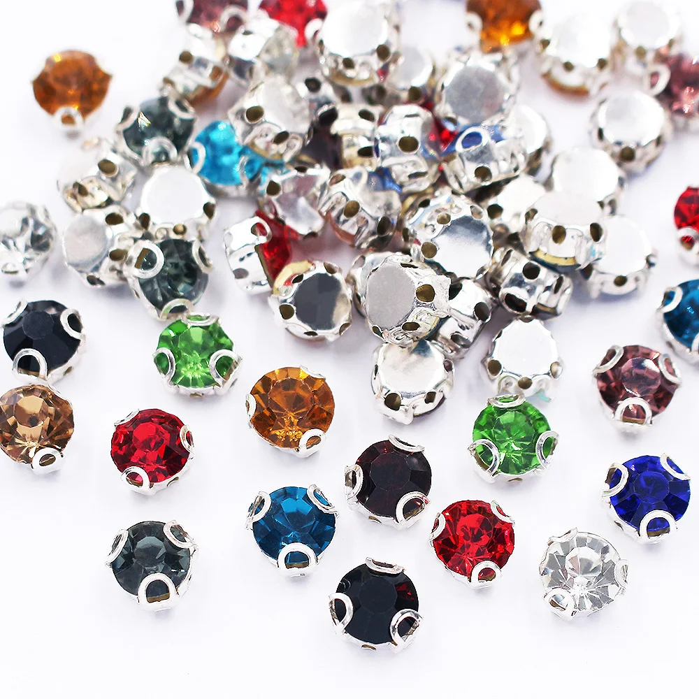 4mm-6mm 3D Claw Sew On Rhinestones Flatback Crystals Strass Beads Handwork Stones Fabric Sewing rhinestones for garment Gems