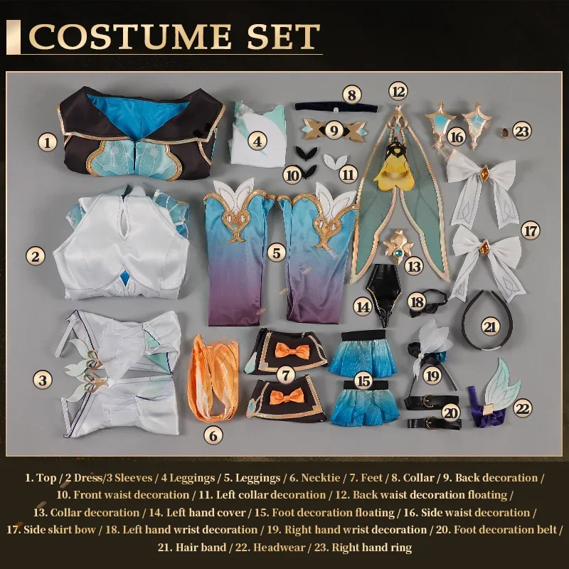 Honkai Star Rail Firefly Cosplay Costume Dress Wig Uniform Pantyhose Headwear Ring Halloween Party Women Girls Accessories