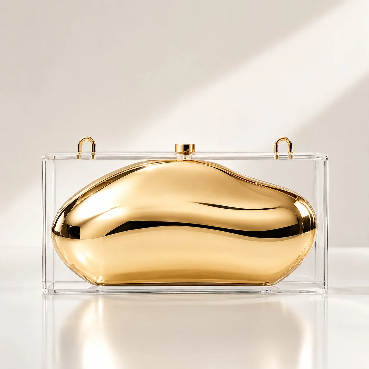 Transparent acrylic dinner bag women's metal texture chain shoulder bag fashionable light luxury clutch bag