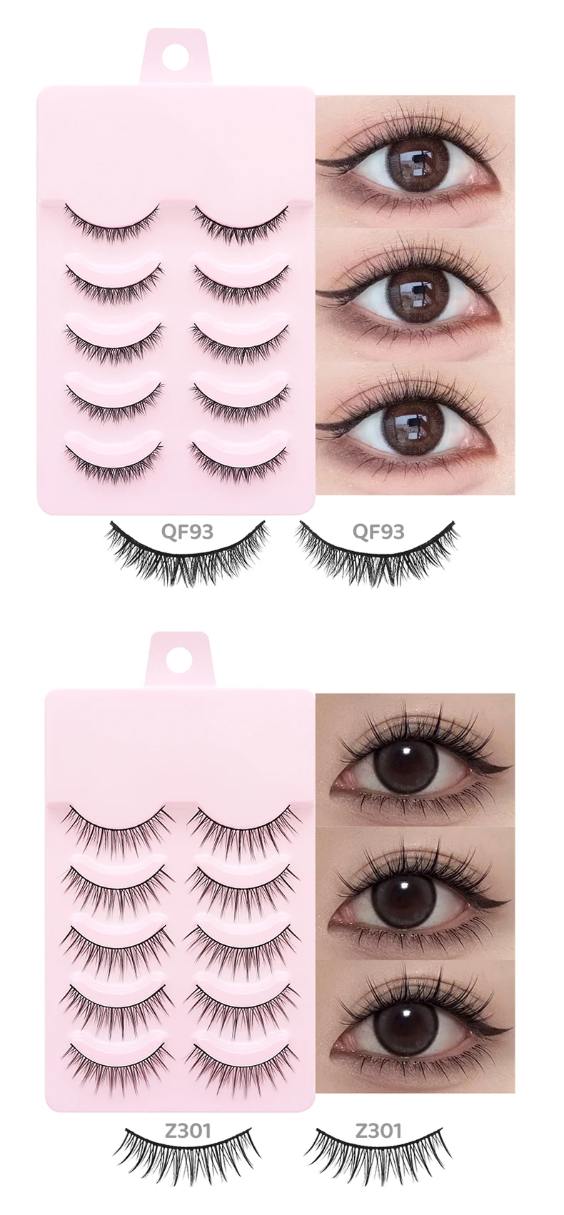 DINGSEN 5 Paar Manga-Wimpern, Augen-Wimpern, weiche, natürliche lange Wimpern, künstliche Wimpern, Anime-Wispy-Streifen, falsche Wimpern, Make-up – Detail 17