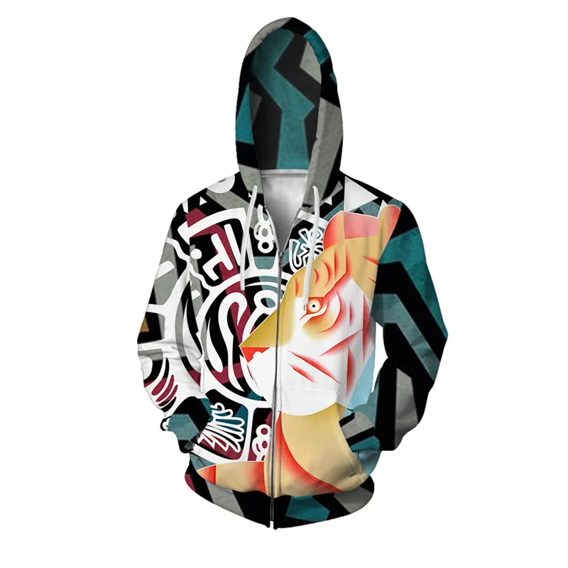

Cute Tiger Pattern Zipper Hoodie For Men Cartoon Characters 3D Printed Long Sleeves Casual Pullover Hoodies Loose Sweatshirts