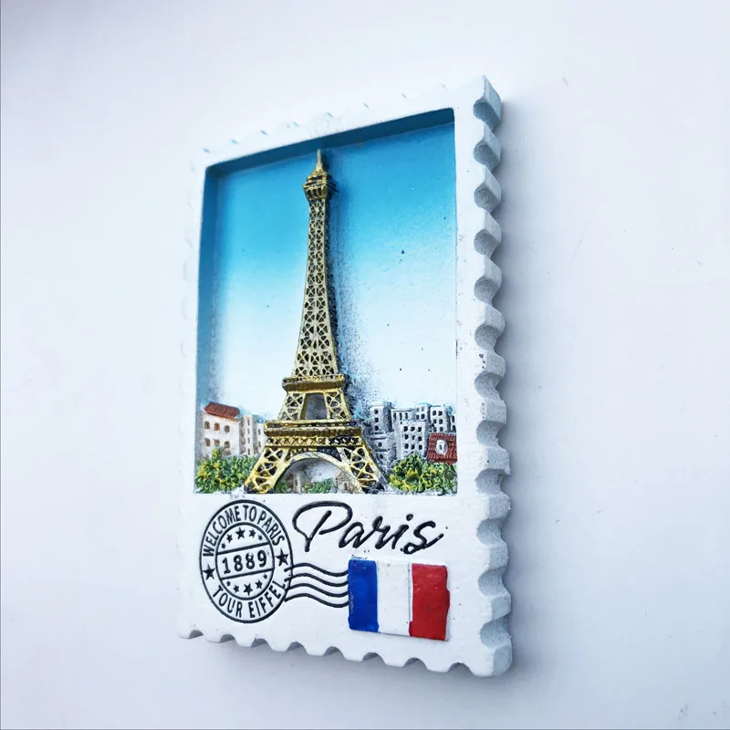 Exquisite Paris Landmark Stamp Fridge Magnet Personalized Decoration Message Sticker Crafts Tourism Souvenir