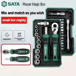 SATA 05498 38 Piece Ratchet Wrench And Screwdriver Comprehensive Set High Hardnes Swear Resistant Durable