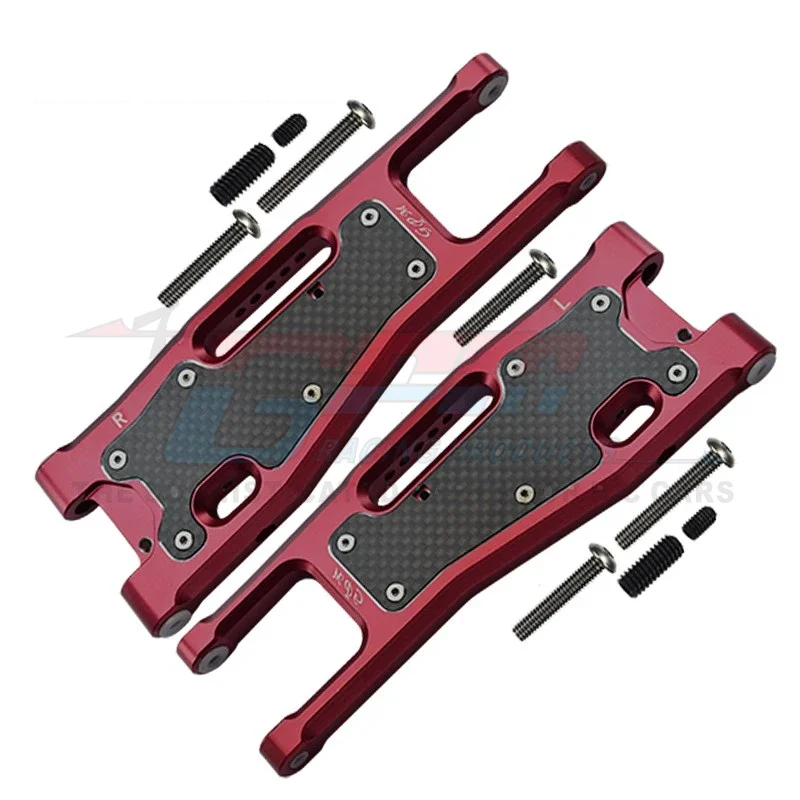 GPM Metalen Koolstofvezel Front Lower Suspension Arm 9530 9531 9633 voor Traxxas 1/8 Sledge 4WD Monster Truck 95076-4 Upgrade Onderdelen