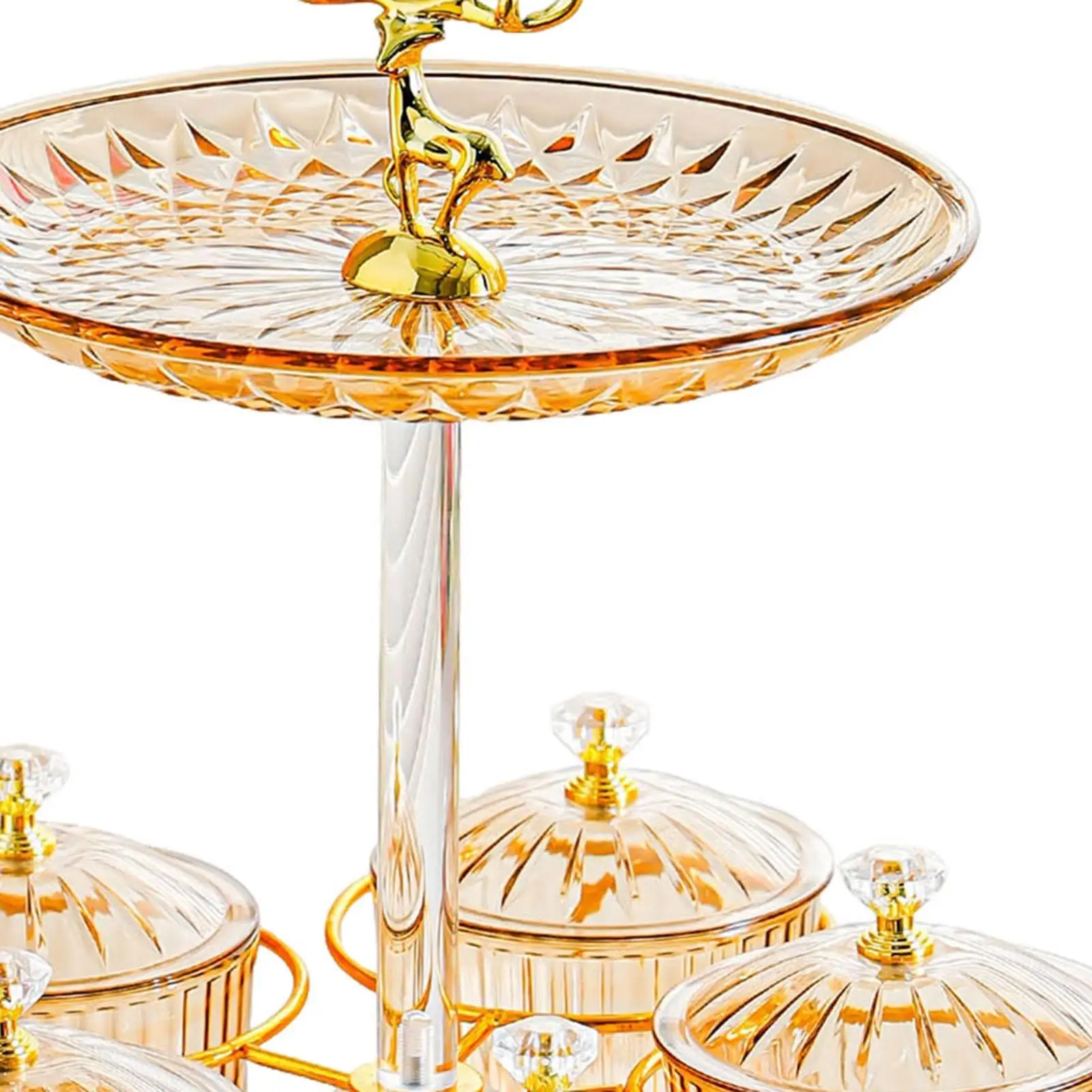 

Двухуровневый вращающийся поднос для сервировки с 5 контейнерами, декоративная подставка для закусок, фруктов, конфет, буфетная витрина для вечеринок и мероприятий