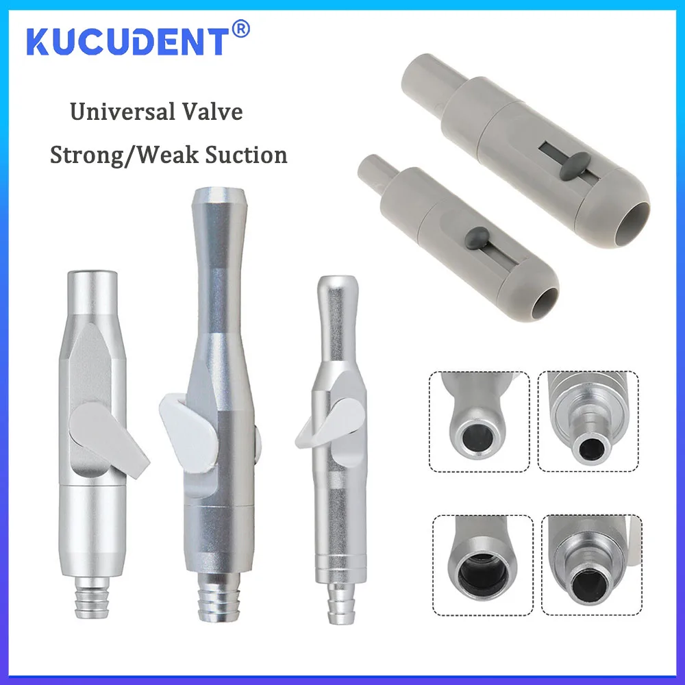 

KUCUDENT Dental Saliva Ejector Suction Tips Adaptor Handle with Adjustable Universal Valve Strong Weak Dentistry Accessories