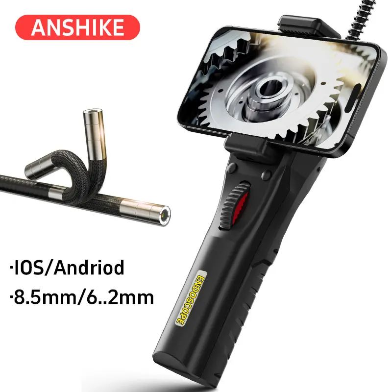 กล้องส่องตรวจแบบข้อต่อหมุนได้ 360 องศา °   กล้องส่องตรวจภายในแบบมีข้อต่อพร้อมไฟ LED 6 ดวงสำหรับ Android/IOS