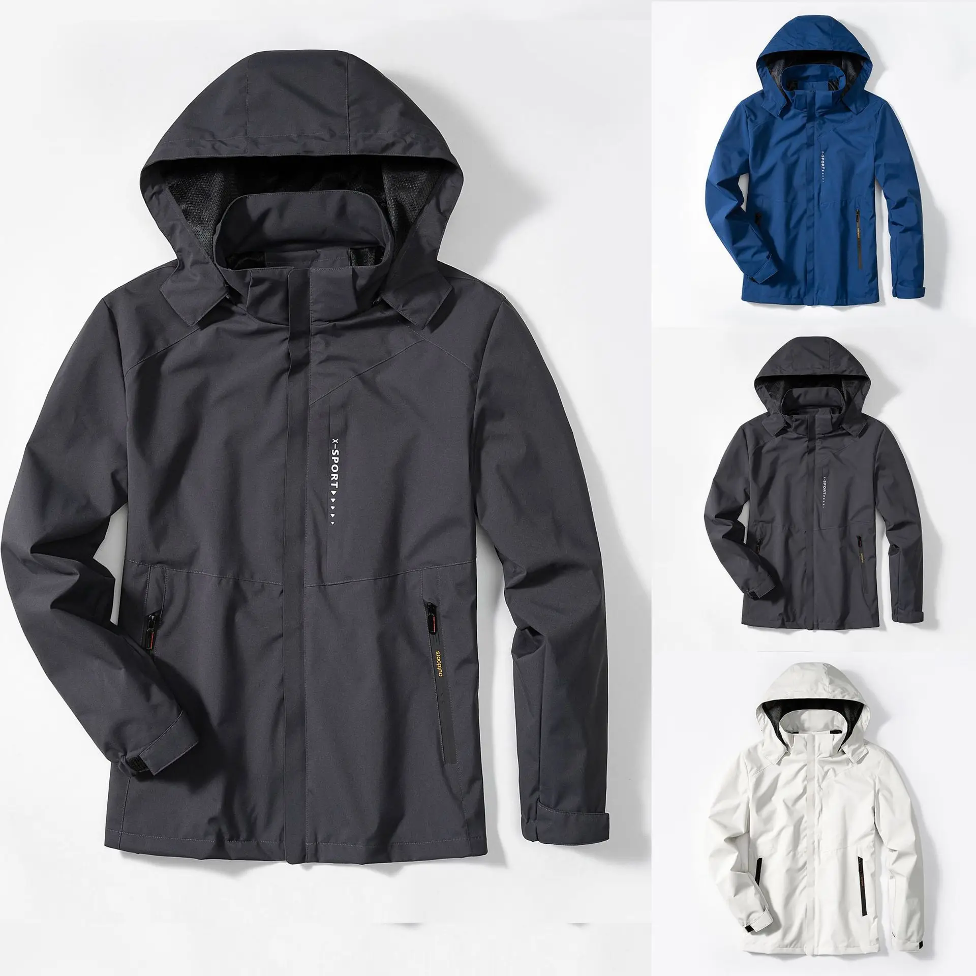 釣りジャケットサイクリングカジュアルコート-balck-フード付き通気性耐久性のある釣り服抗シワスポーツアウトドア