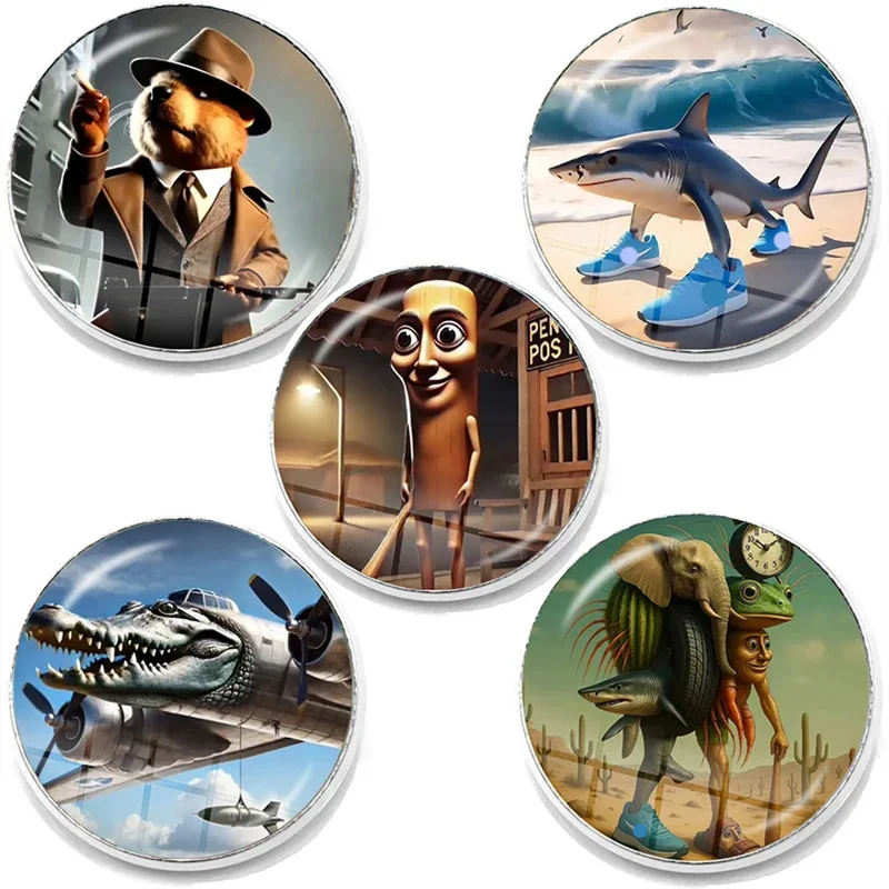 

Tralalero Tralala Brooches for Women Men Tungtung Sahur Brainrot Cartoon Pins Clothes Bags Badge Fashion Accessories Toys Gift