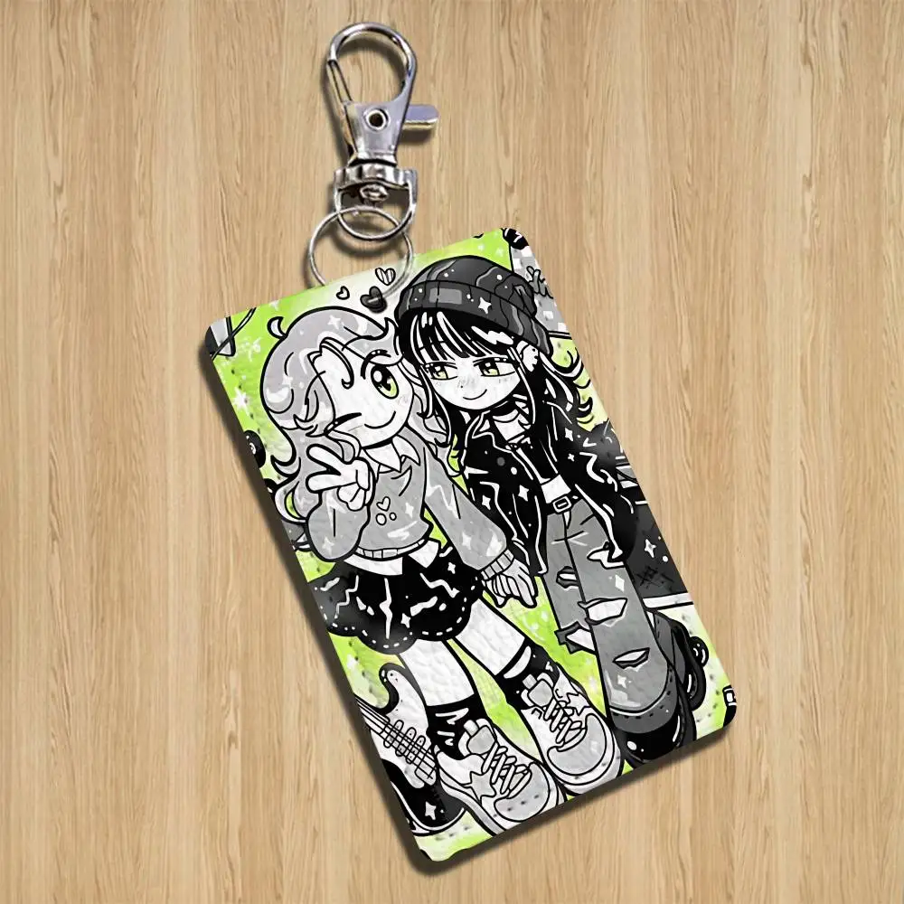 Comic strip KiniOto Green Yuri Cartoon Singer Anime Card Keychain Fashion Pendant Bag ID Door Card Case Bus Card Cute Adult