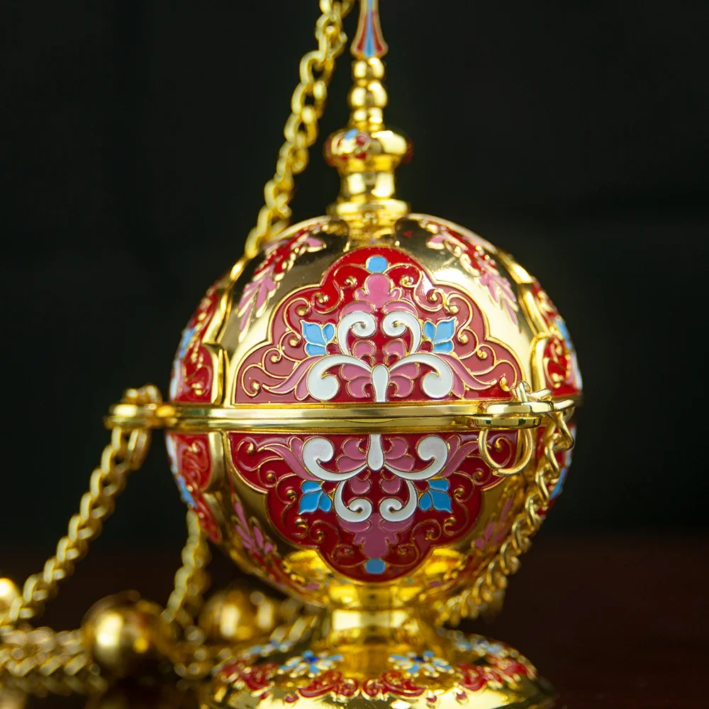 HTISOK Orthodoxer Weihrauchbrenner und Wandhaken-Set, Zink-Vergoldet, Kirchendekoration, Luftreinigung, Religiöses Geschenk – Detail 9