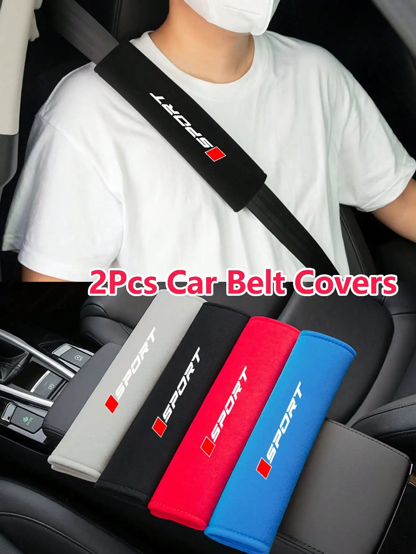 2PCS Car Seat Belt Shoulder Cover Printed Sports Shoulder Cover Soft and Comfortable Car Seat Belt Cover Universal