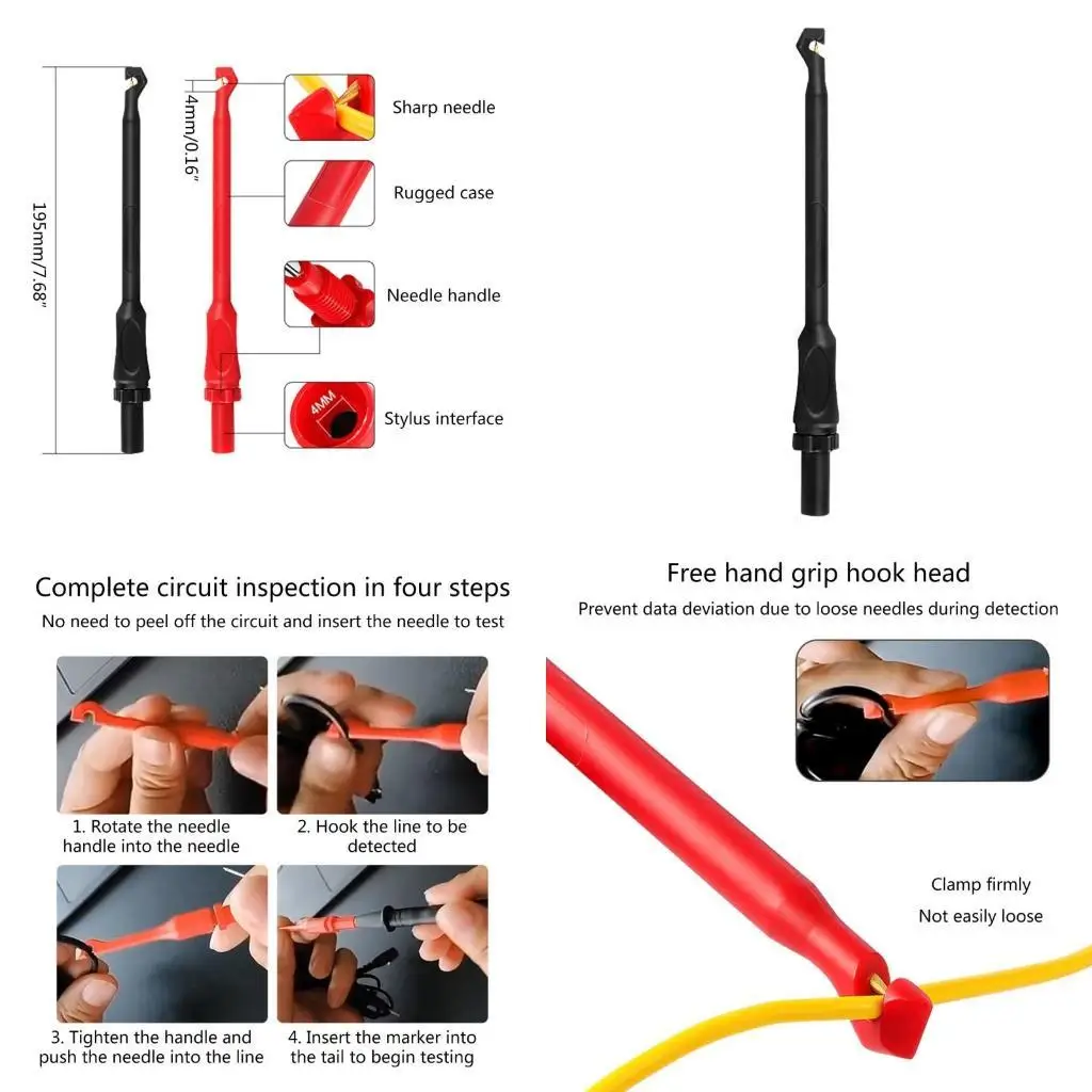 

Y1UD Puncture Probe Wire Piercing Test Clips Tool Automotive Repairing Multimeter Test Electrical Measuring Accessories