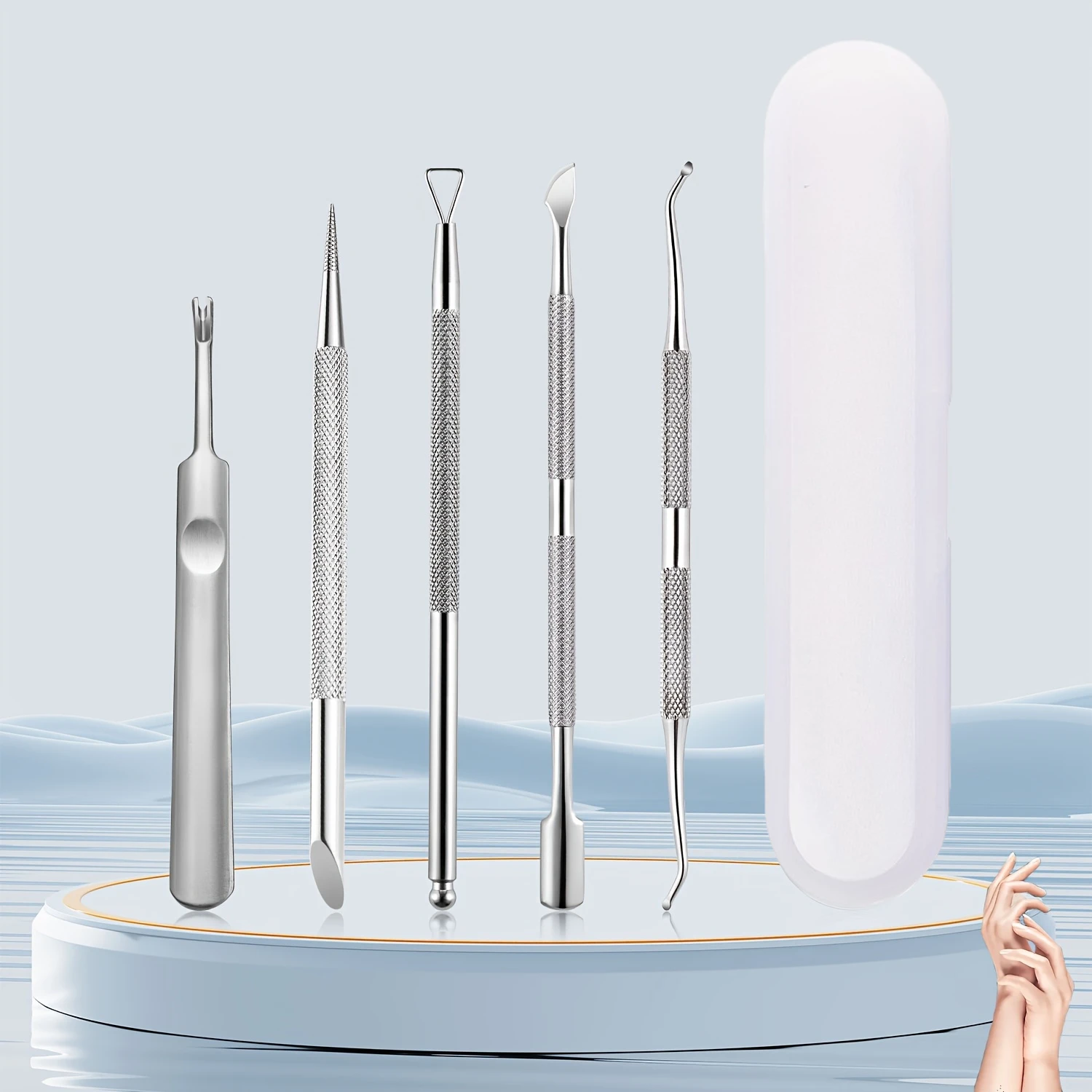 

5pcs Stainless Steel Nail Remover Set - Odorless Gel Peeler, Feet & Toenails - Manicure & Pedicure Care, Box