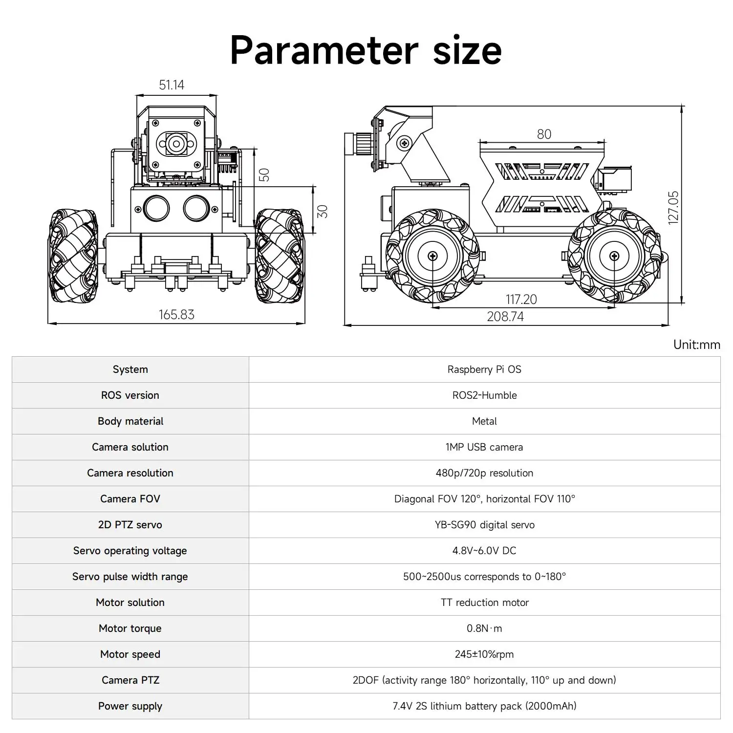 Raspberry Pi 5 4WD Mecanum Robot Car Kit AI Vision With Camera DIY Educational ROS2-Humble Python Programming Set for Beginners