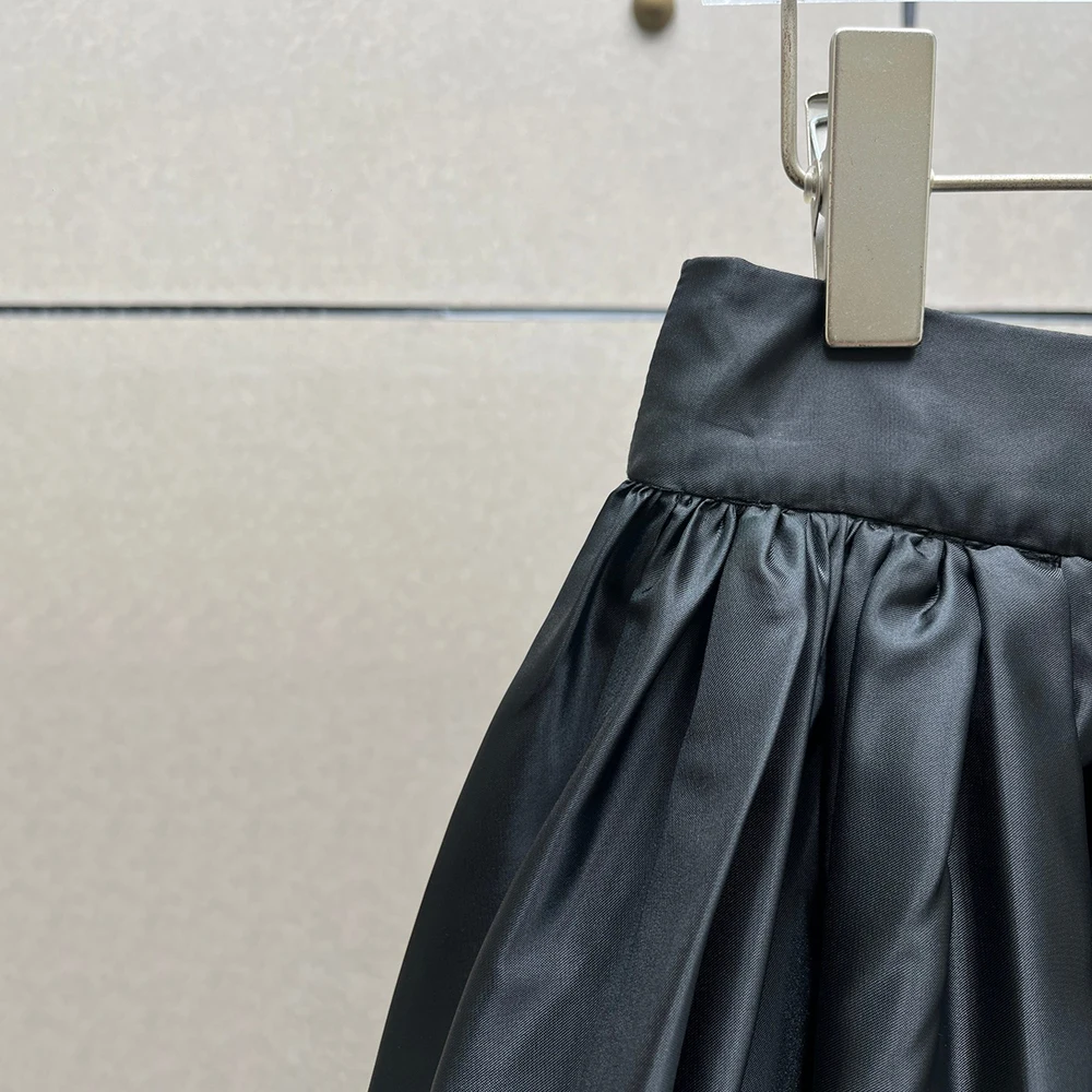 تنورة منتفخة نسائية مرنة عالية الخصر Y2K بسحاب خلفي تنورة على شكل حرف a للركاب وصلت حديثًا لخريف وشتاء 2025