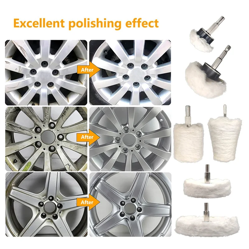 WORTHOWN-2X Buffing Wheel For Drill Buffing Pad Polishing Wheel Kits Wheel Shaped Polishing Tool For Metal Aluminum Stainless Et