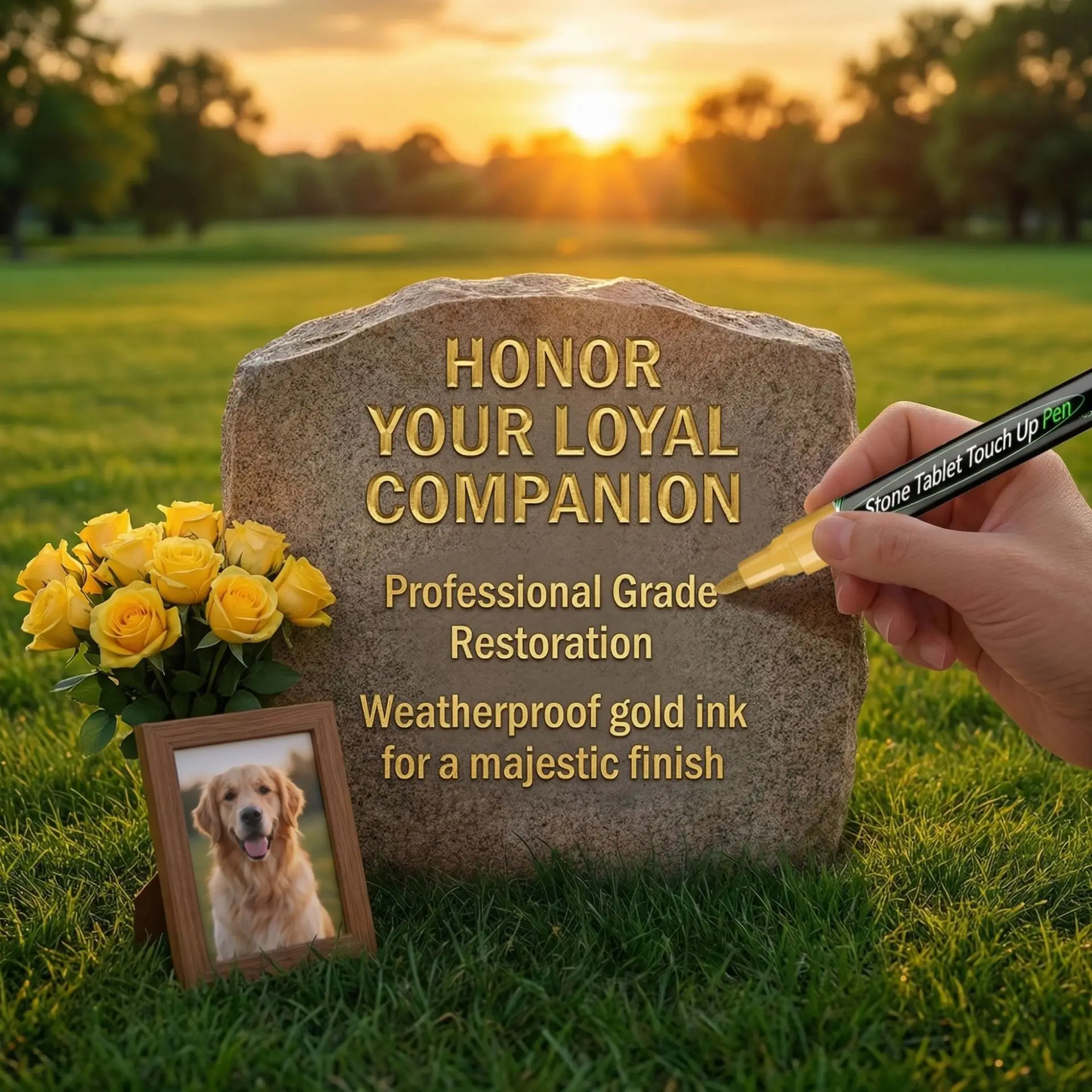 Stone Inscription Color Correction Pen, Durable and Non Fading Tombstone Engraving, Renovation and Repair Paint Marking Pen