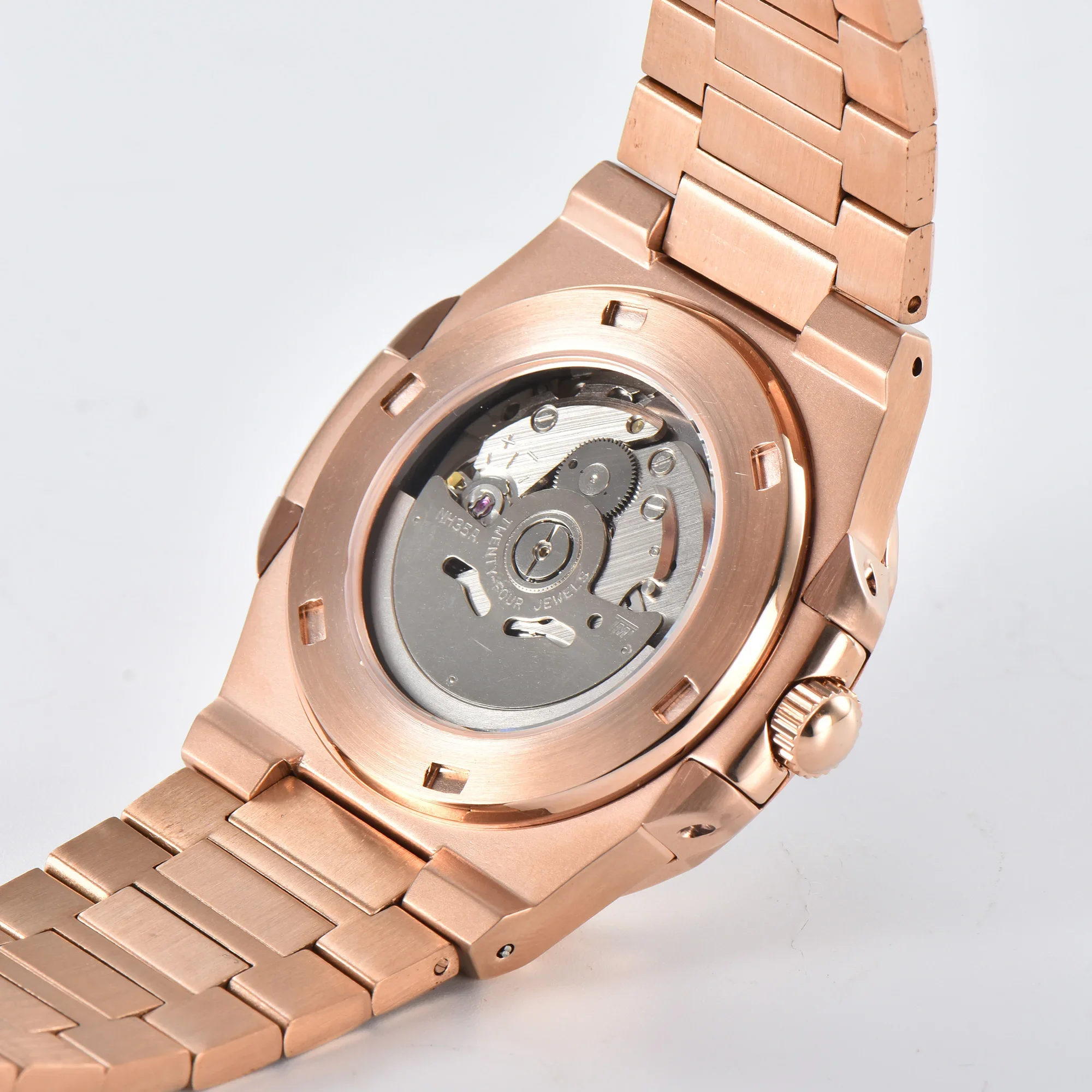 Customized watches Rose gold style luminous waterproof stainless steel case support 3D laser printing logo luxury men's watch