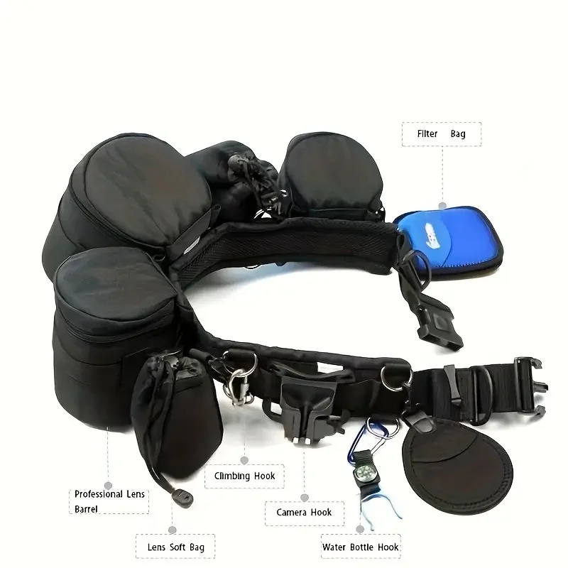 DSLR Camera Waist Belt,Multi-Functional Outdoor Photography Accessory for SLR/DSLR,Tripods,Flashlights,Water Bottles image 4