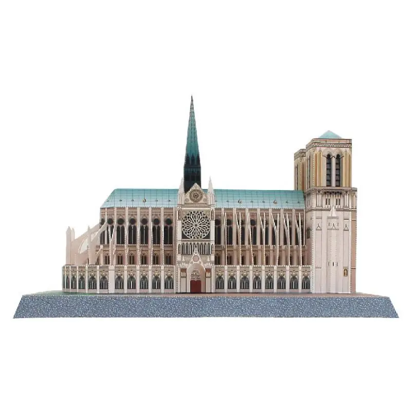 Das weltberühmte gebäude von notre dame de paris in frankreich bau papier modell handgemachtes diy mosaik modell spielzeug