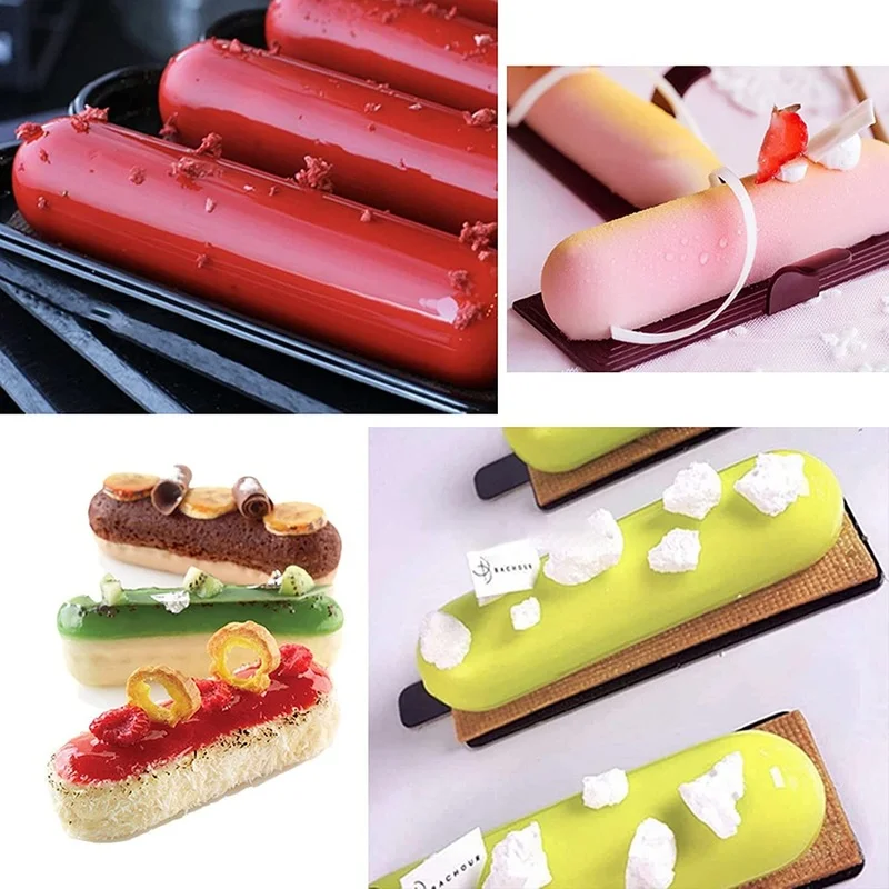 8 캐비티 Twinkie 실리콘 몰드 케이크 팬 Eclair 퍼프 베이킹 몰드 Nonstick 시리얼 에너지 바 메이커 초콜릿 트러플 버터 몰드