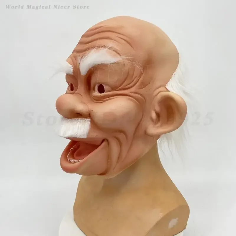 Rimpel Volledige Hoofd Latex Rekwisieten Grappige Oude Man Masker Realistische Kaal Mannelijke Maskers Accessoires Halloween Cosplay Ouderen Latex Masker
