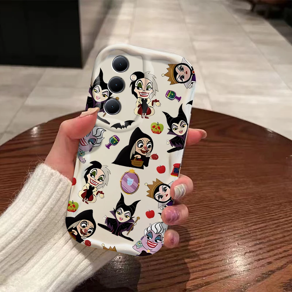 Cute Disney Princess Evils Queens 3D Wave Case for OPPO A98 A94 A93 A92 A79 A78 A76 A58 A57 A55 A38 A33 A17 A16 2020 4G 5G Back