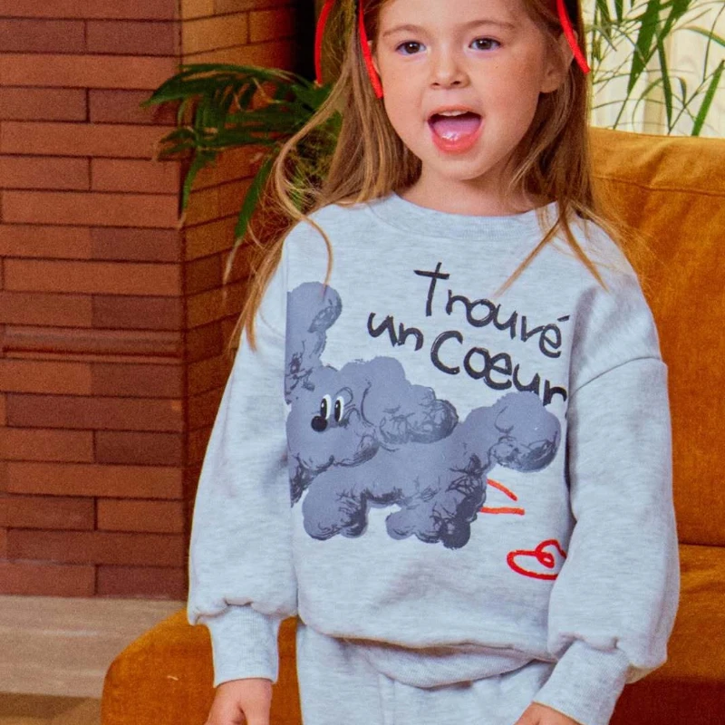 الأولاد الصوف رياضية 2025 الخريف الشتاء الاطفال 3 قطعة مجموعة لطيف الكلب طباعة مقنعين البلوز السراويل لينة أفخم متماسكة قبعة عداء ببطء