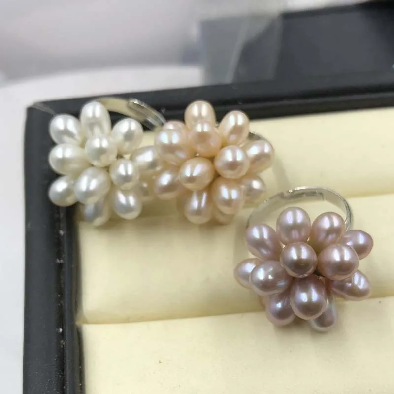 ELEISPL Lots 45 PCS Mixed TWO Style Freshwater Pearl Rings #22010306-5