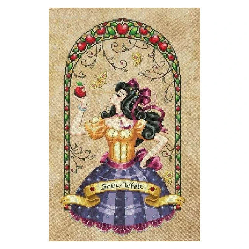 Counted Canvas Cross Stitch Kit, The Apple, Snow White, Wizard, Fairy Maiden, Lady, Embroidery, 40-Bella Filipina BF 049
