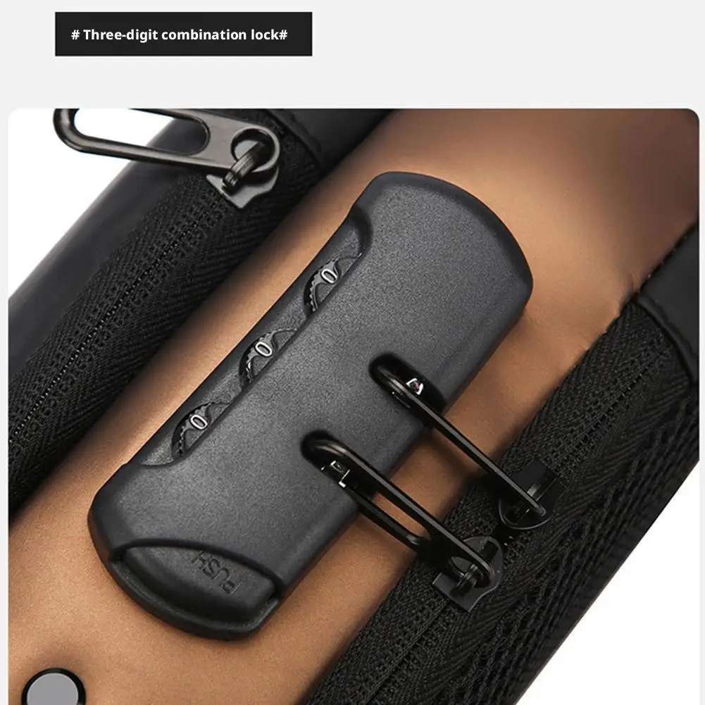 Men's Anti-Theft Chest Bag USB Charging Port Crossbody Sling Bag Password Lock Large Capacity Shoulder Messenger Pack