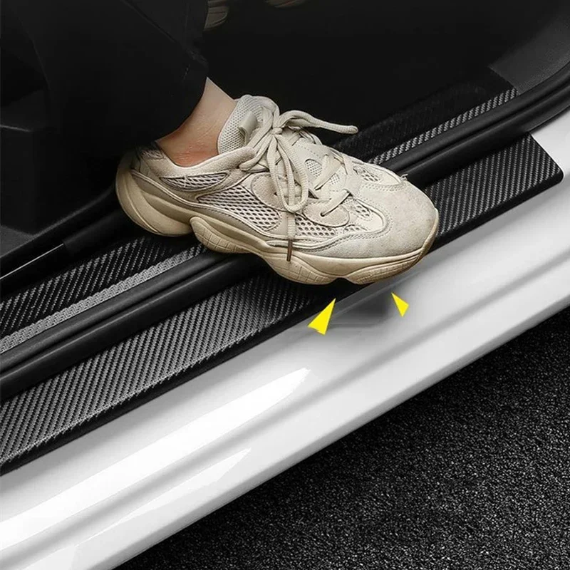 3D Carbon Fiber Car Bumper Door Guard Protection Film 3m Car Door Sill Protector Sticker Black Waterproof Anti Scratch Tape