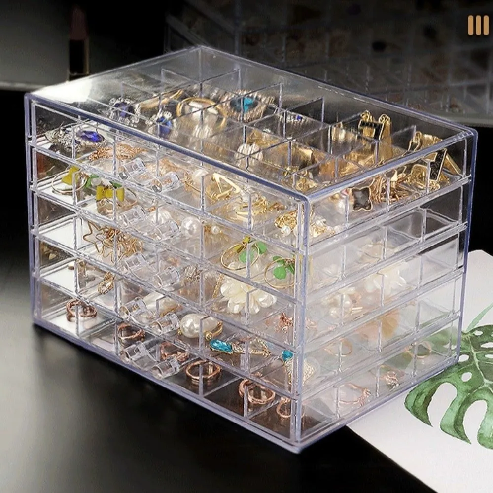 

120 Grids Jewelry Storage Box Drawer Style Plastic Transparent Organizer Box Necklace Compartment Jewelry Sorting Box Vanity