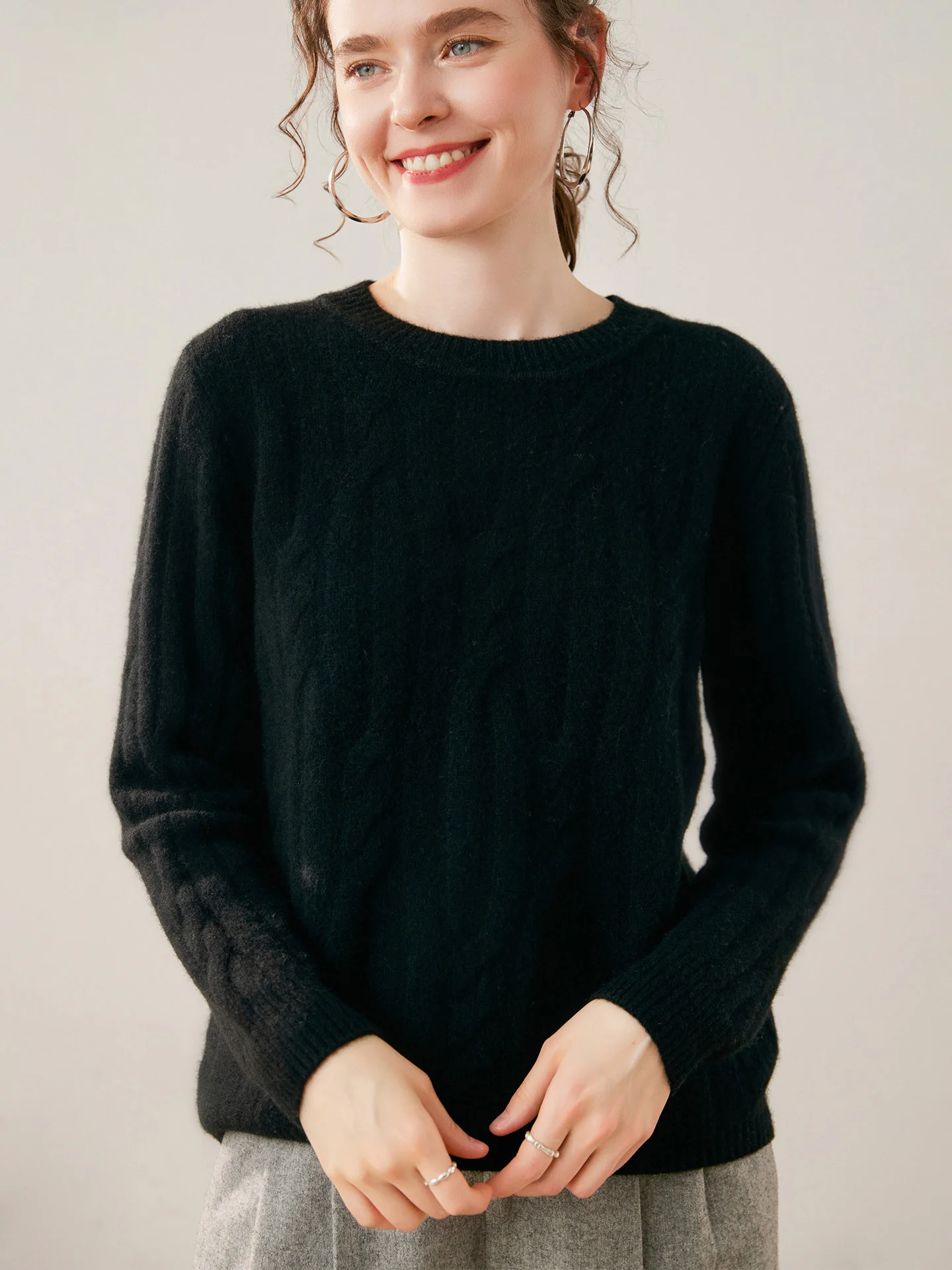 New Style Autumn Winter Soft Thick Warm High Elastic Pullover Sweater O-neck Cable Knit Woman 100% Cashmere Sweater Fashion Tops