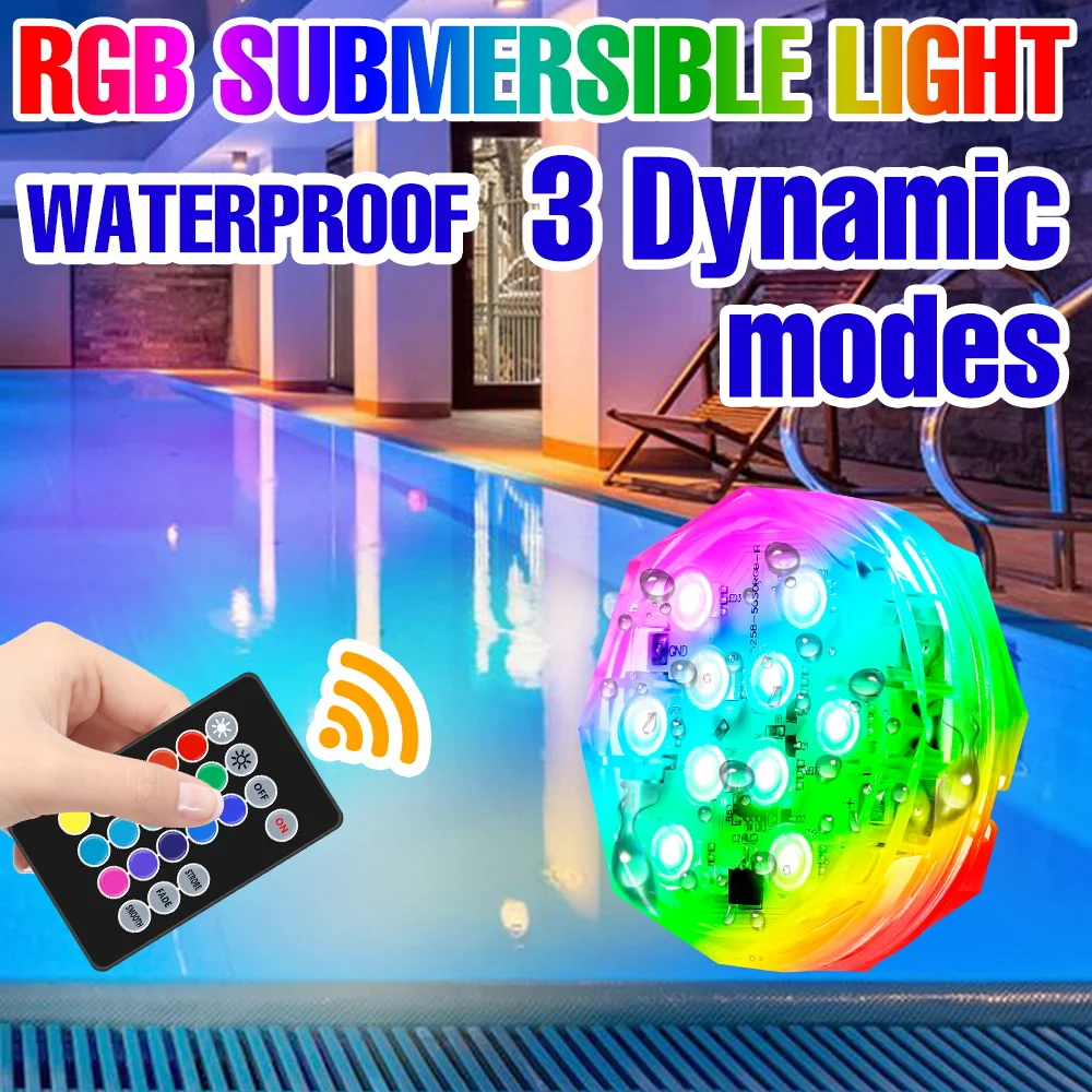 LED Underwater Light RGB Submersible Lamps Outdoors Garden Halloween Swimming Pool Party Pond Fountain Vase Decoration Lighting