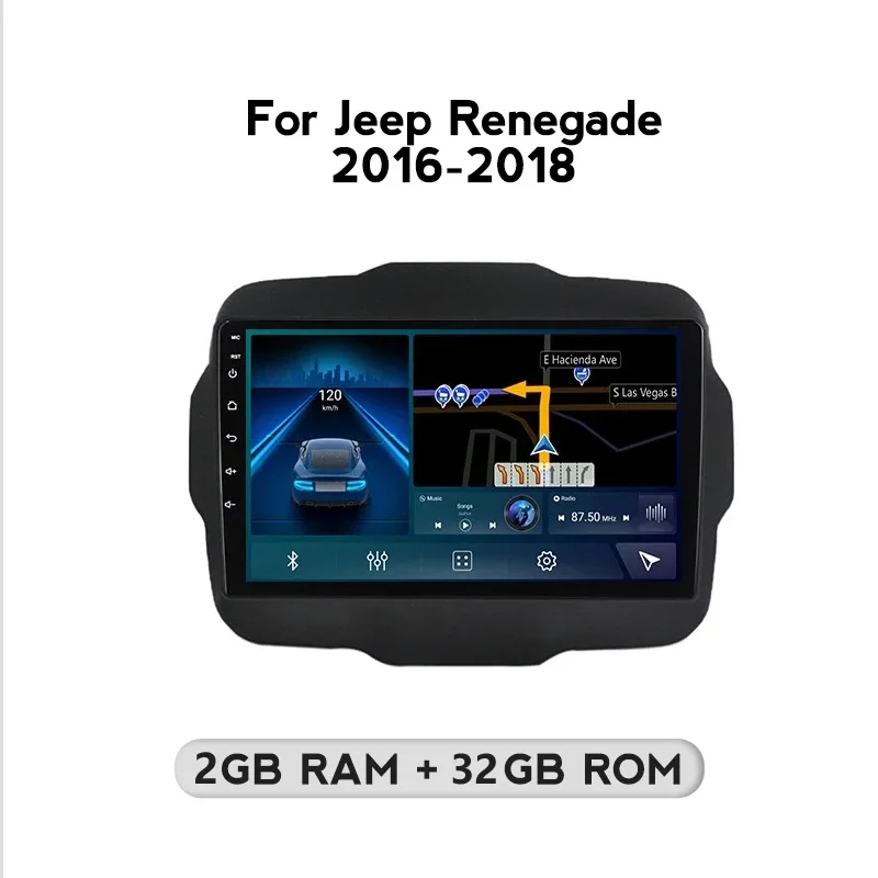 

Android 13.0 2GB+32GB Car Multimedia player For Jeep Renegade 2016 2017 2018 Autoradio BT DSP GPS Navigation Camera